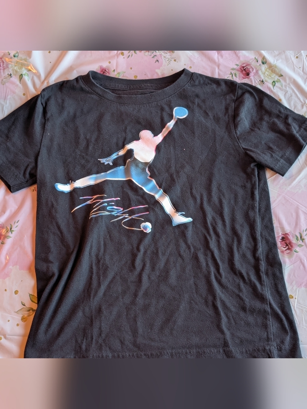 Jordan Black Tee with Neon Jumpman Graphic/ 8-10 Years